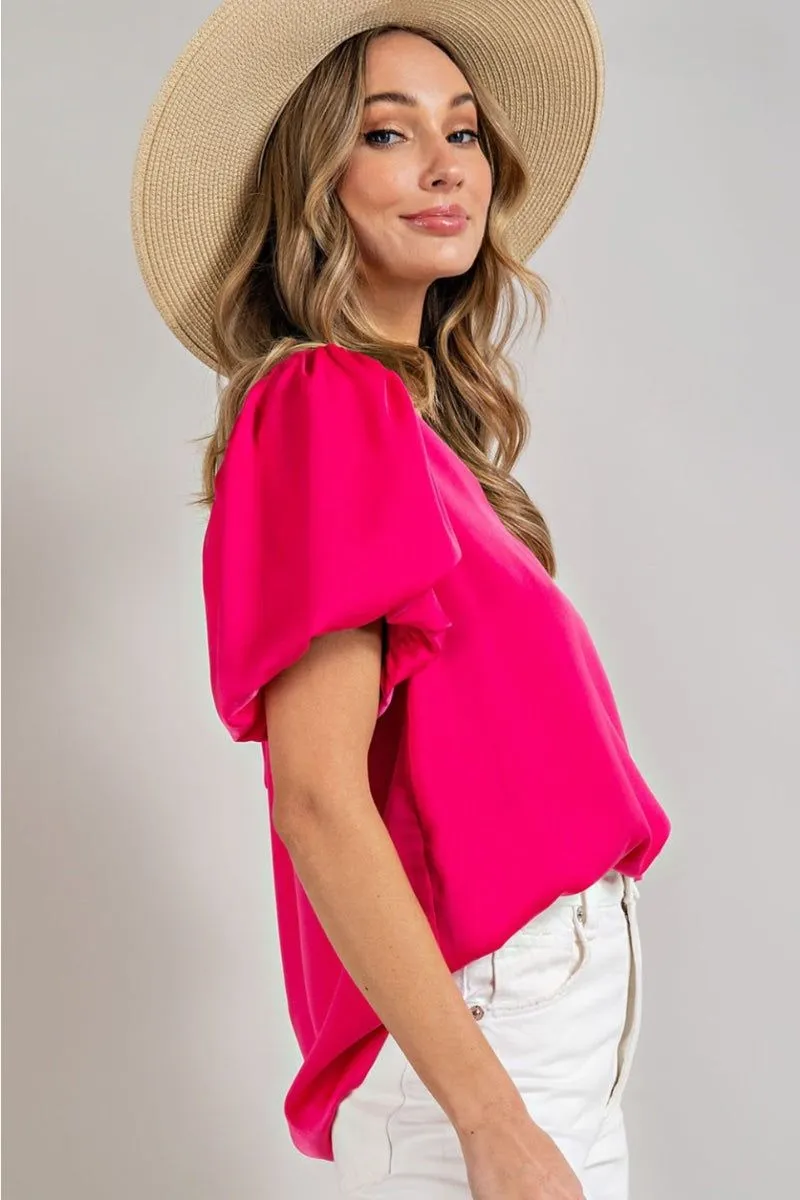 Puff Sleeve Satin Top