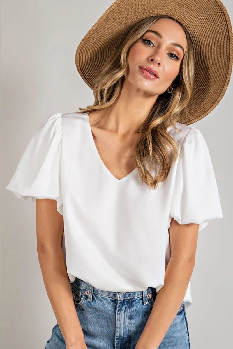 Puff Sleeve Satin Top