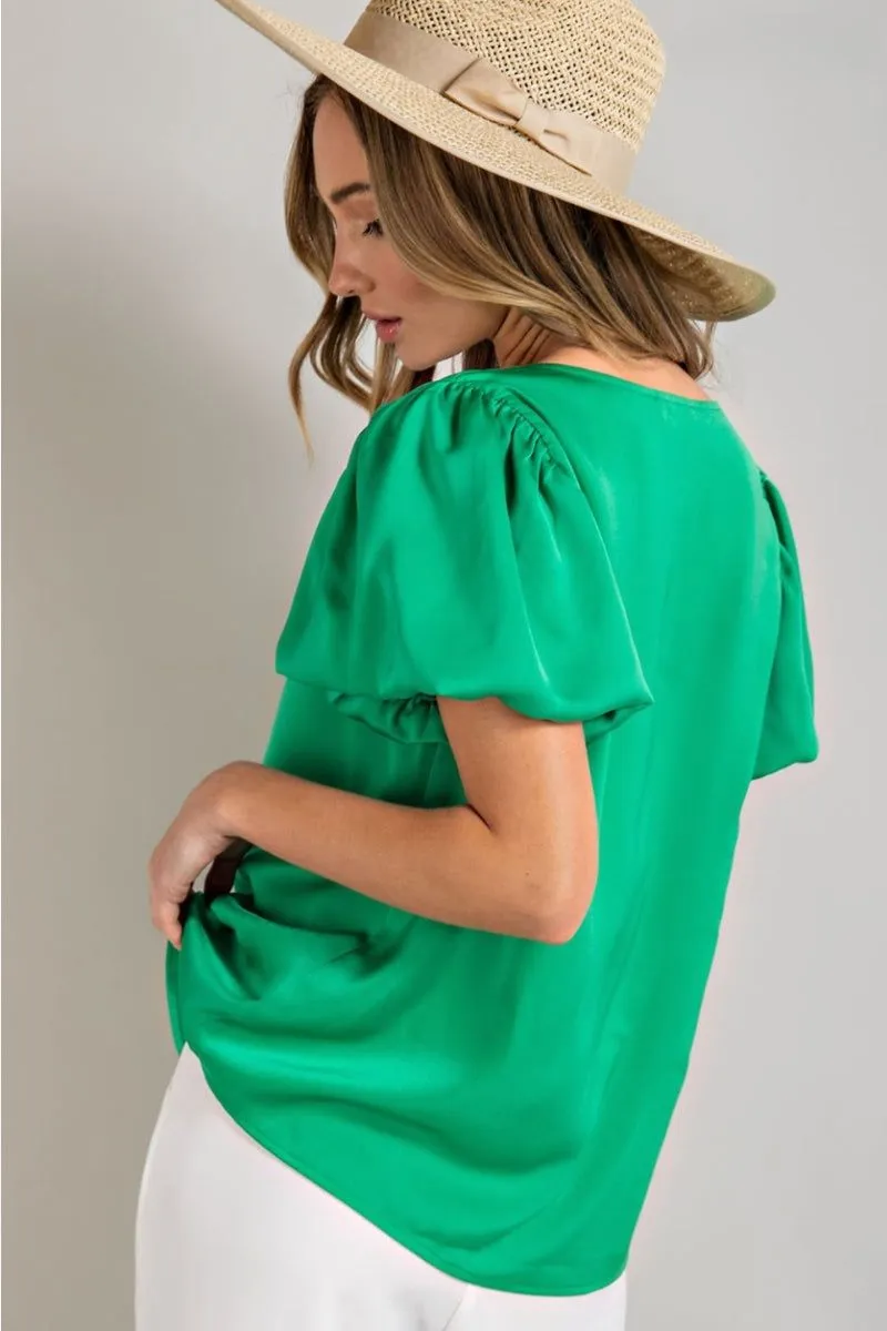 Puff Sleeve Satin Top