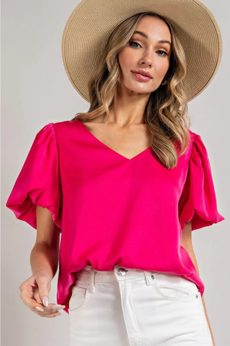 Puff Sleeve Satin Top