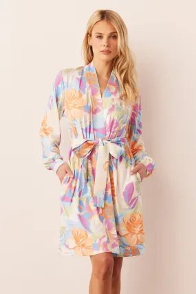 Quinn Banded Short Robe | Dreamscape