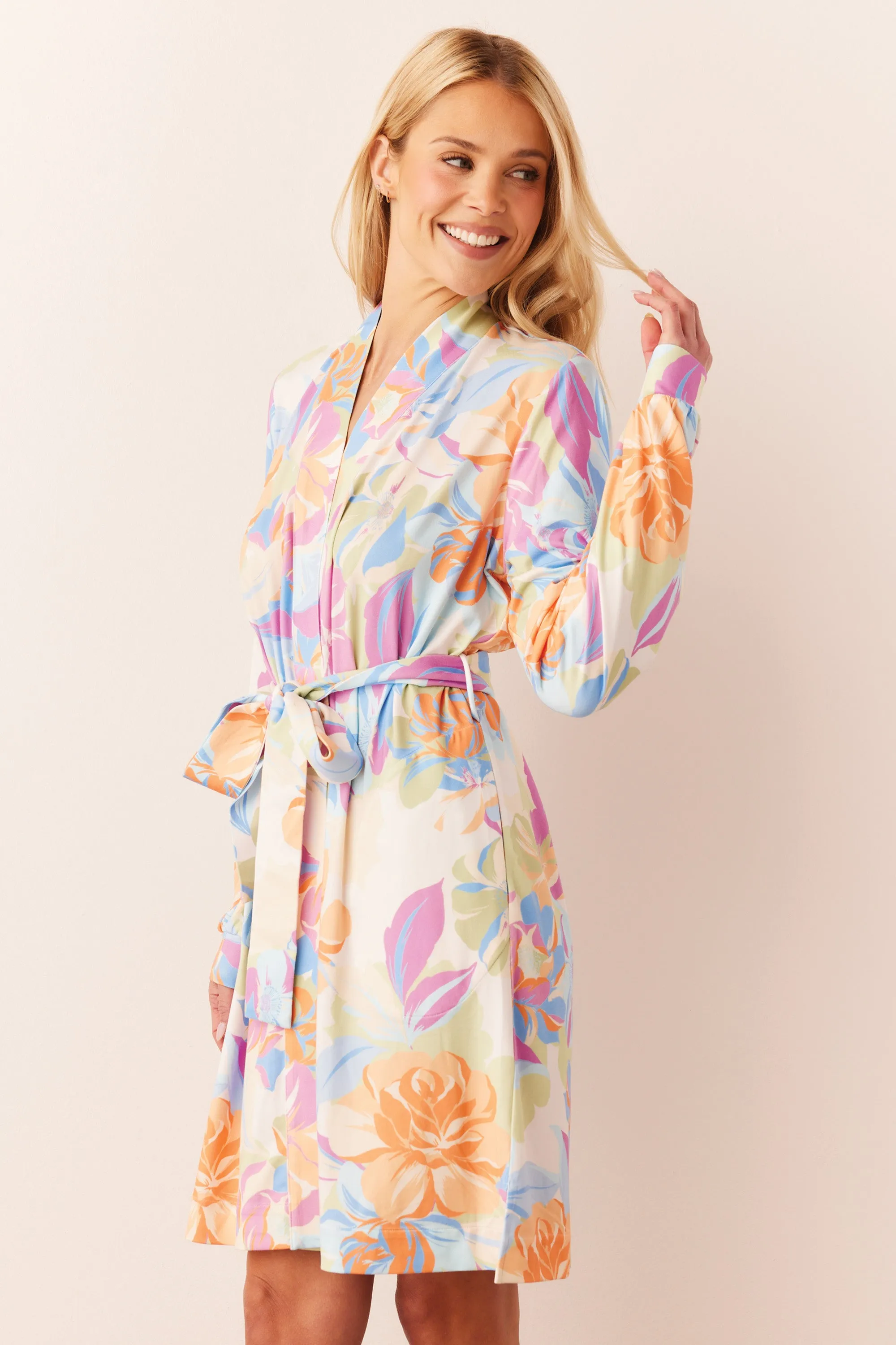 Quinn Banded Short Robe | Dreamscape