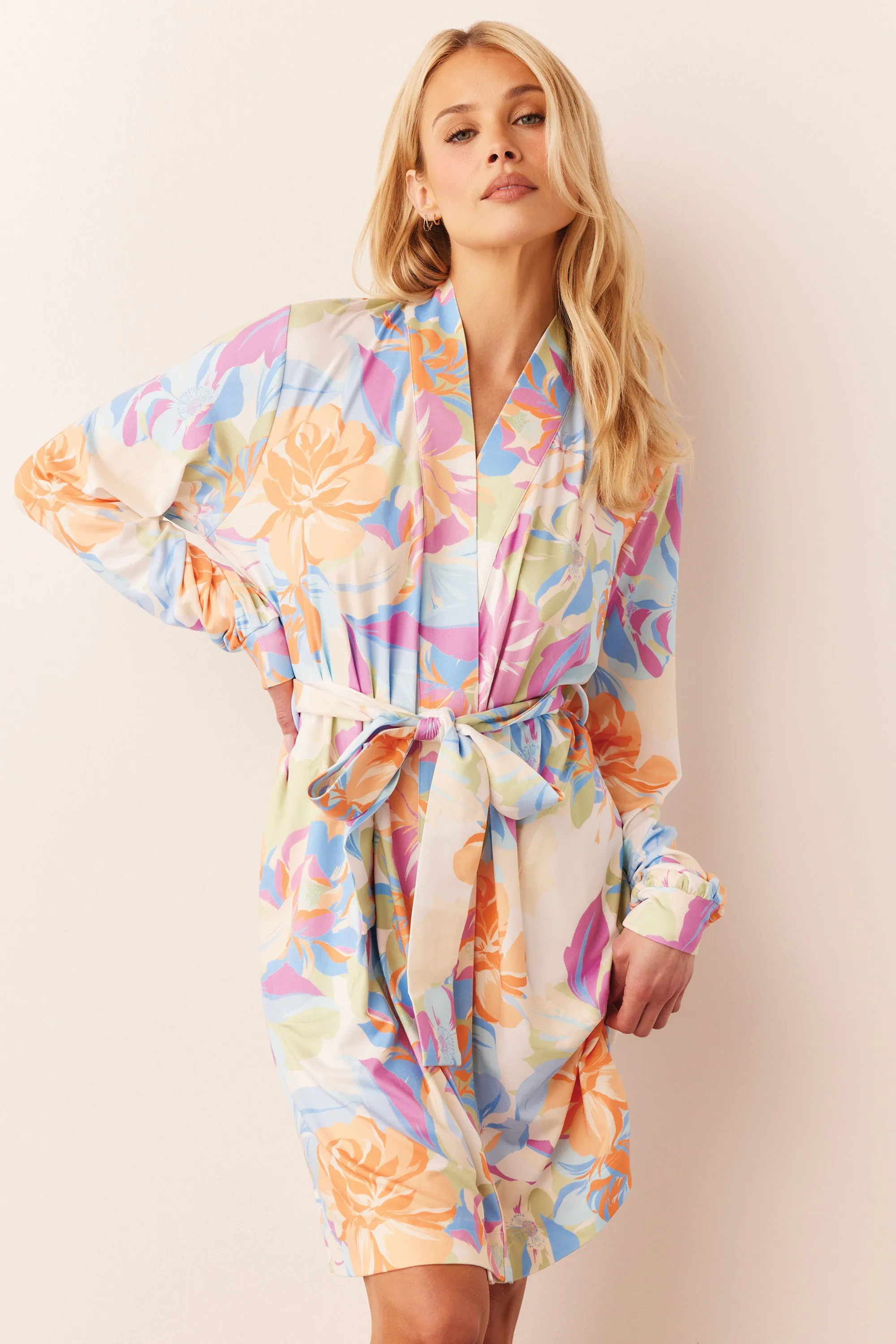 Quinn Banded Short Robe | Dreamscape