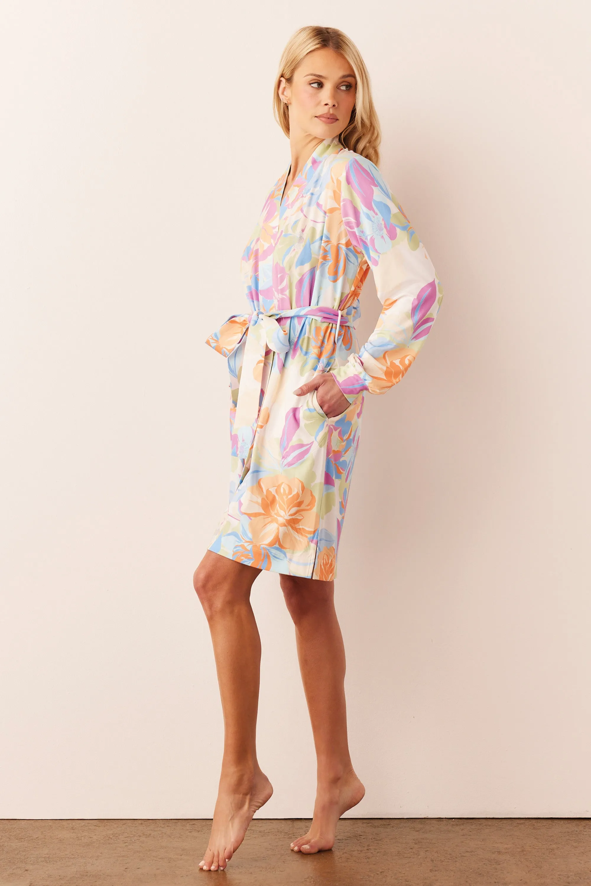 Quinn Banded Short Robe | Dreamscape