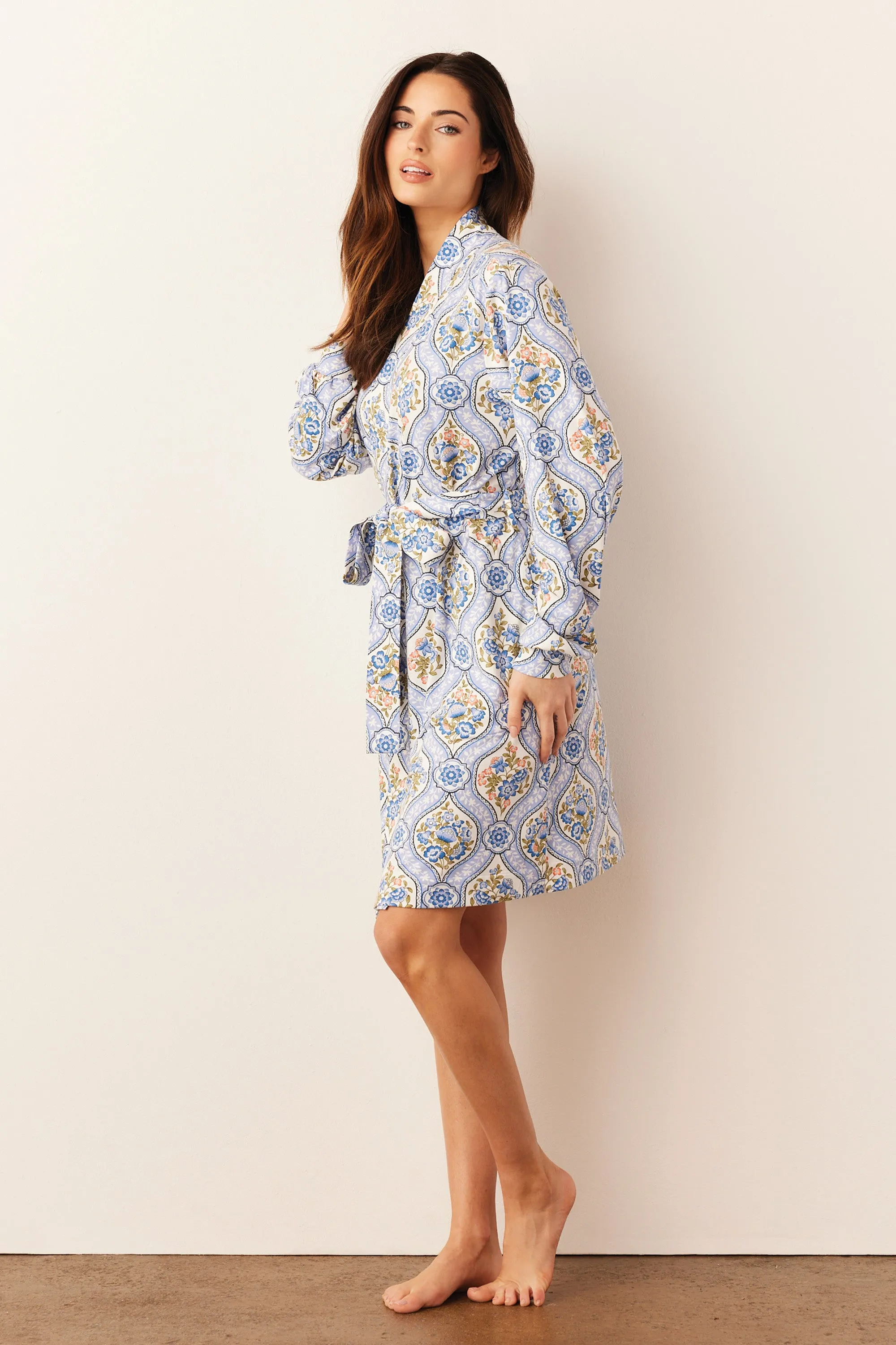 Quinn Banded Short Robe | Villeroy