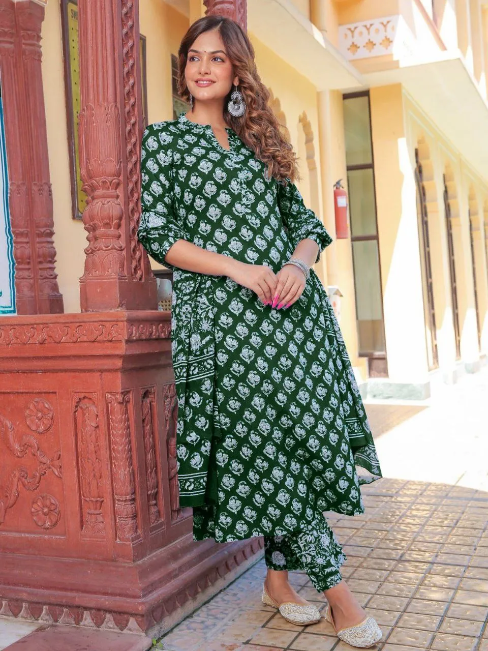 Rayon Party wear Women's Kurta Suit Green