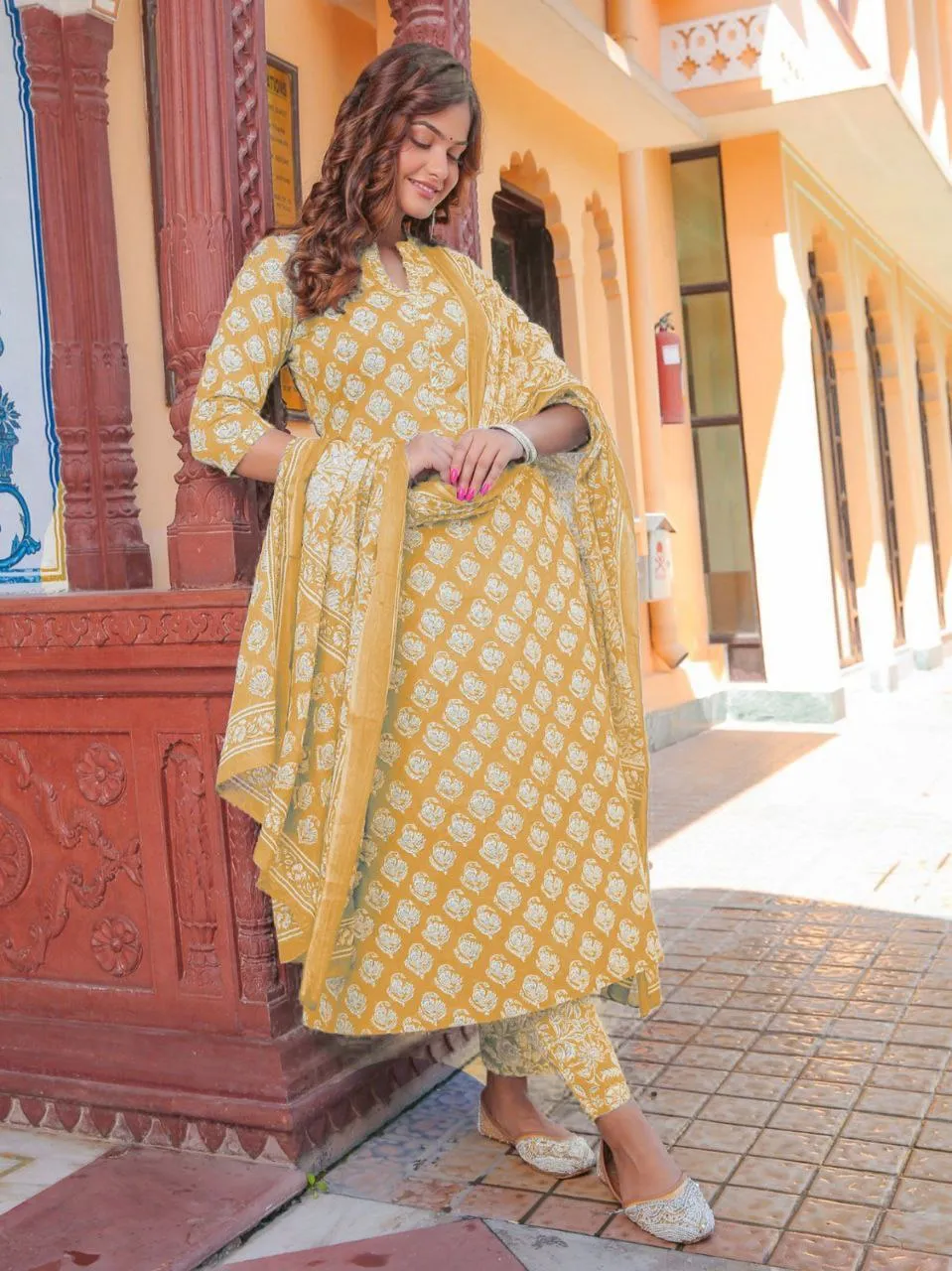 Rayon Party wear Women's Kurta Suit Yellow