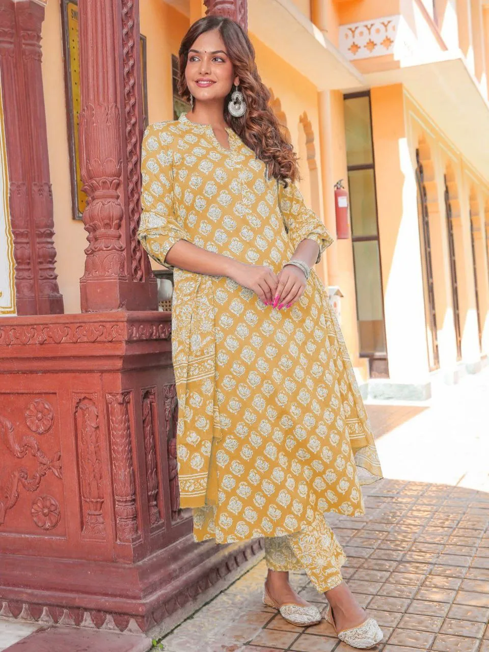 Rayon Party wear Women's Kurta Suit Yellow