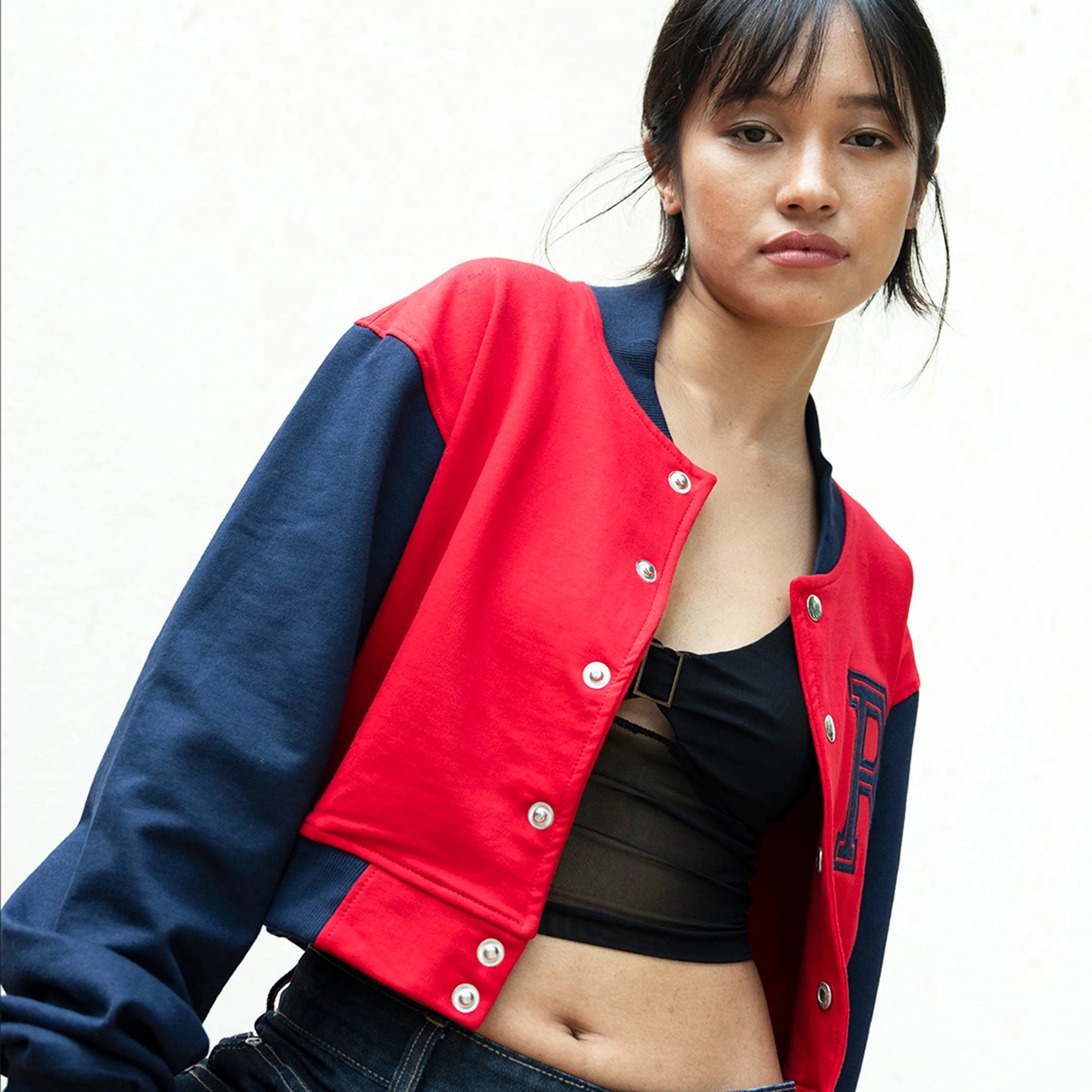 Red Crop Varsity Jacket