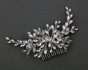 Rhinestone and Crystal Spray Bridal Comb