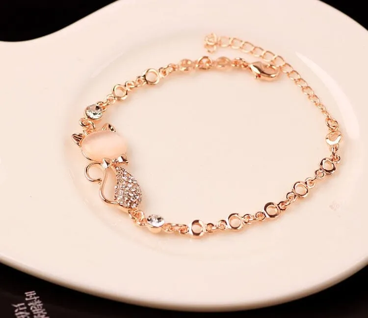 Rose Gold Cute Cat Bracelet