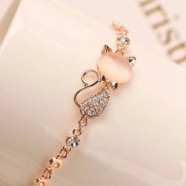 Rose Gold Cute Cat Bracelet