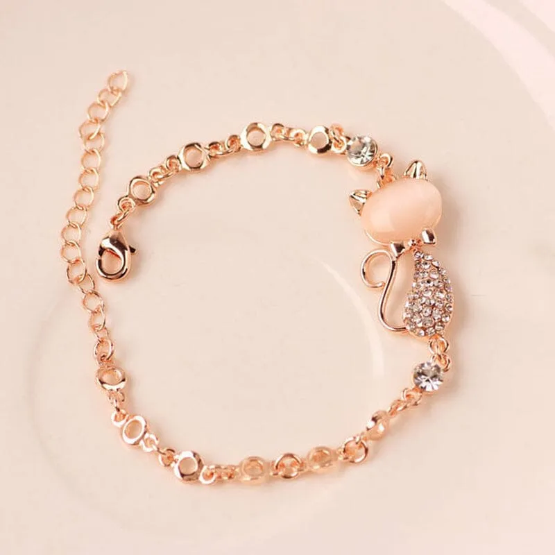 Rose Gold Cute Cat Bracelet