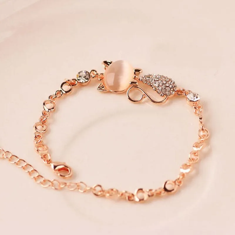 Rose Gold Cute Cat Bracelet