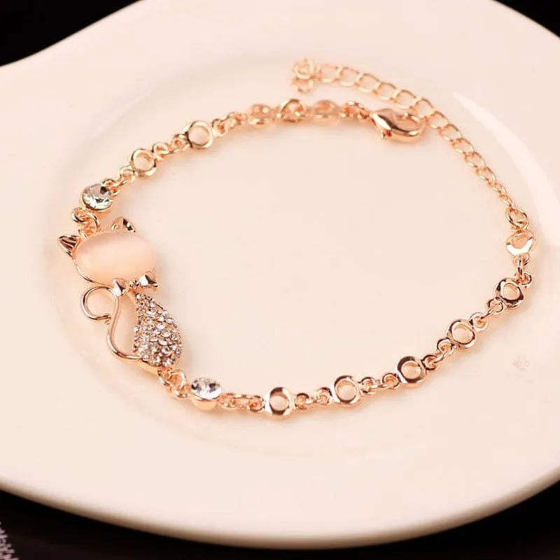 Rose Gold Cute Cat Bracelet