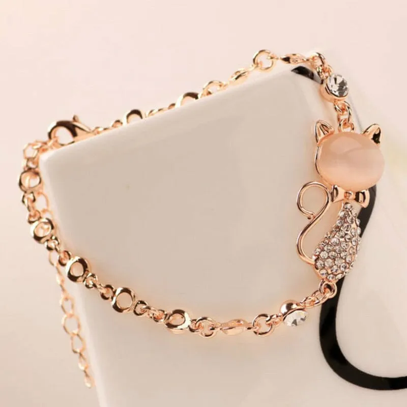 Rose Gold Cute Cat Bracelet