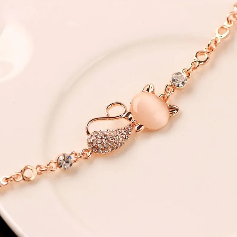 Rose Gold Cute Cat Bracelet