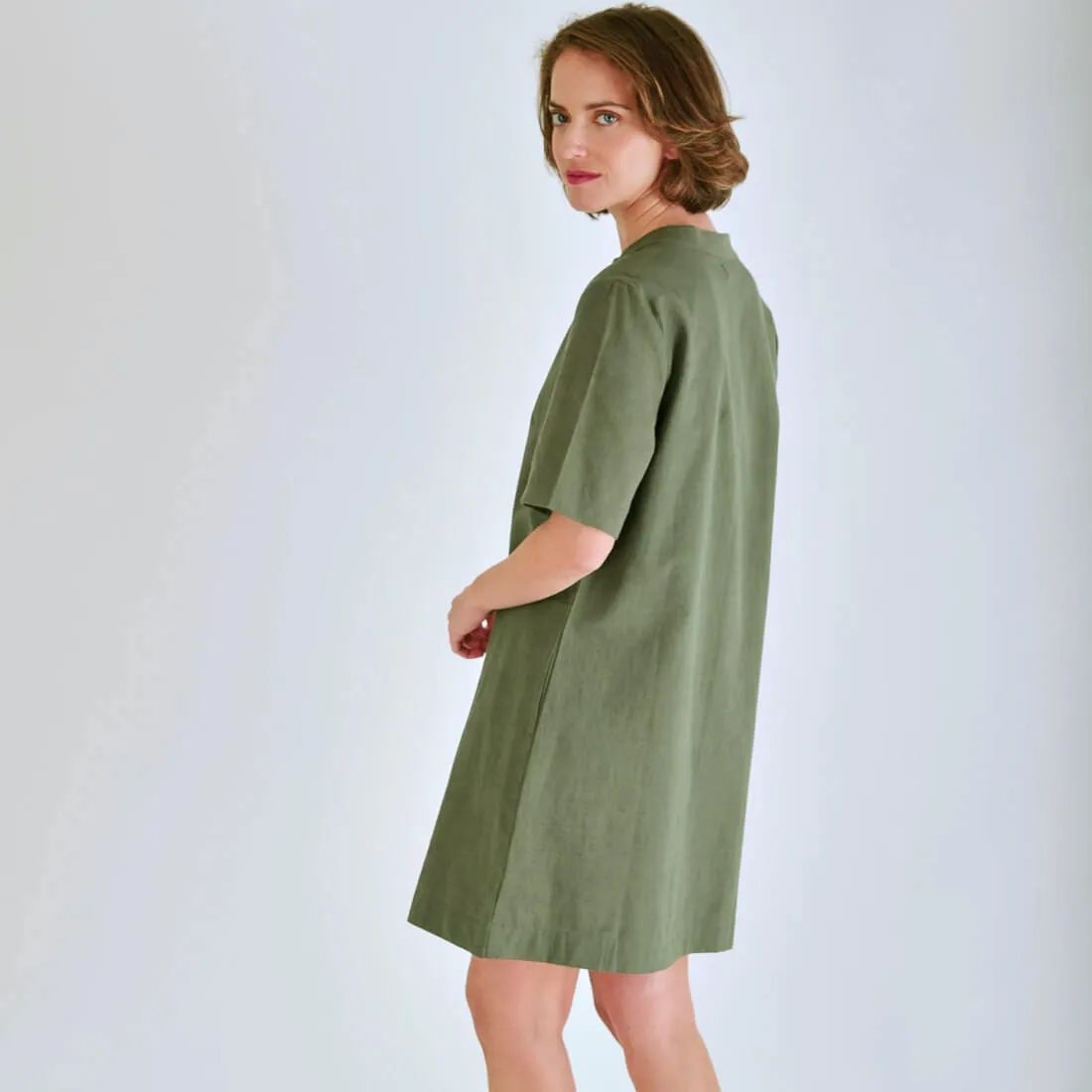 Rowen Cotton & Linen Tunic Dress | Olive