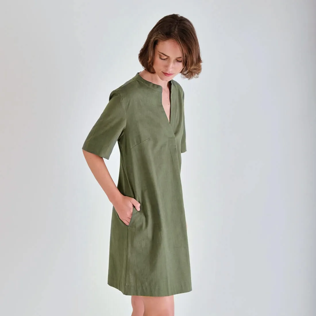 Rowen Cotton & Linen Tunic Dress | Olive