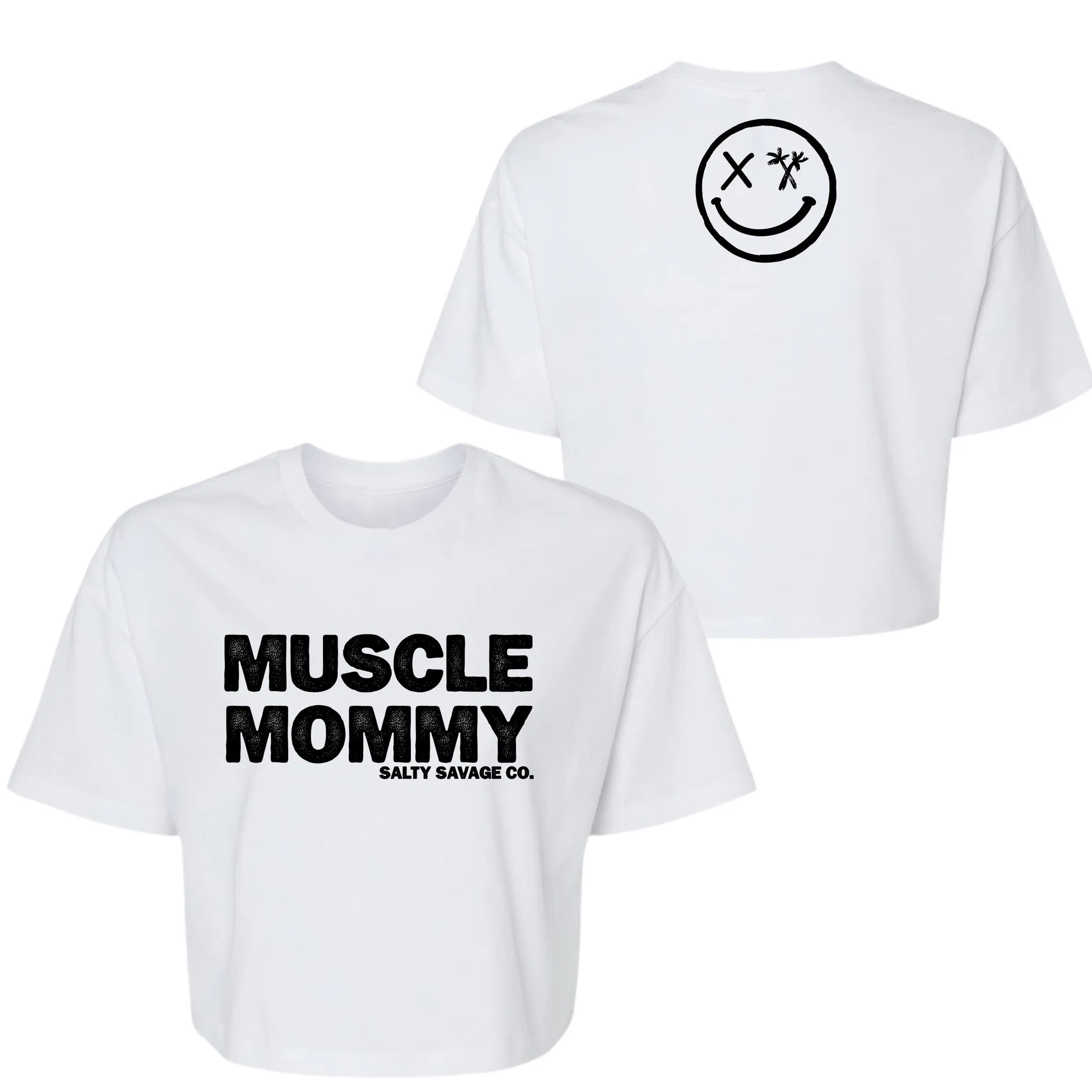 Salty Savage Ladies "MUSCLE MOMMY" Performance Crop Tee