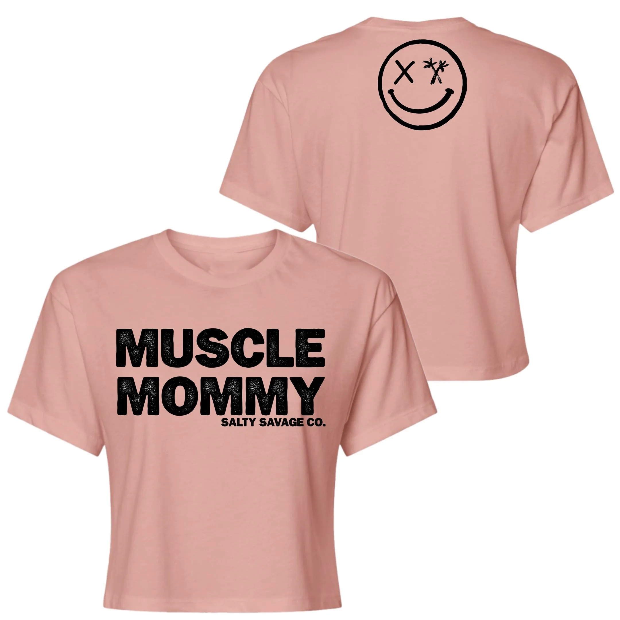 Salty Savage Ladies "MUSCLE MOMMY" Performance Crop Tee