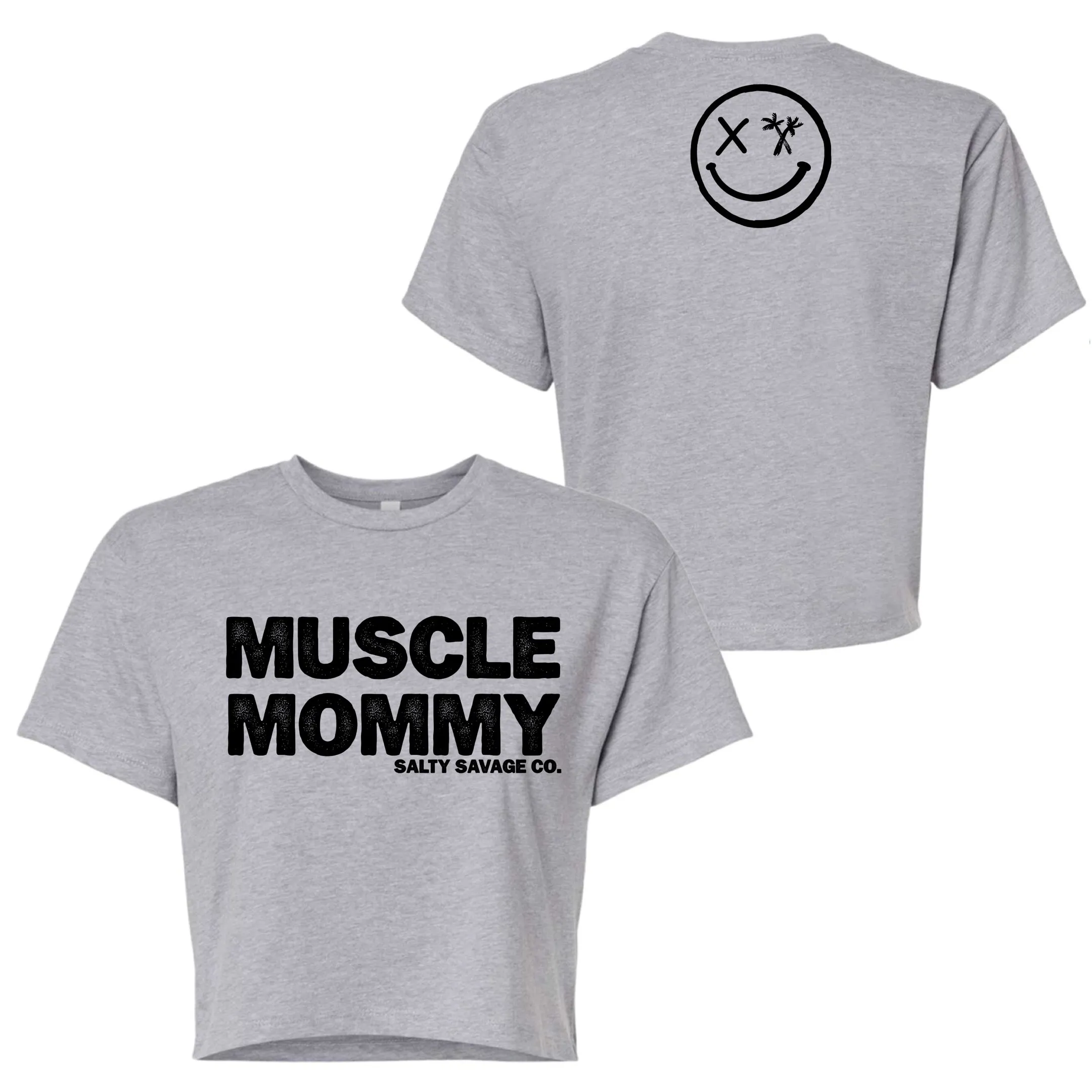 Salty Savage Ladies "MUSCLE MOMMY" Performance Crop Tee