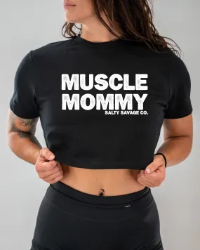 Salty Savage Ladies "MUSCLE MOMMY" Performance Crop Tee