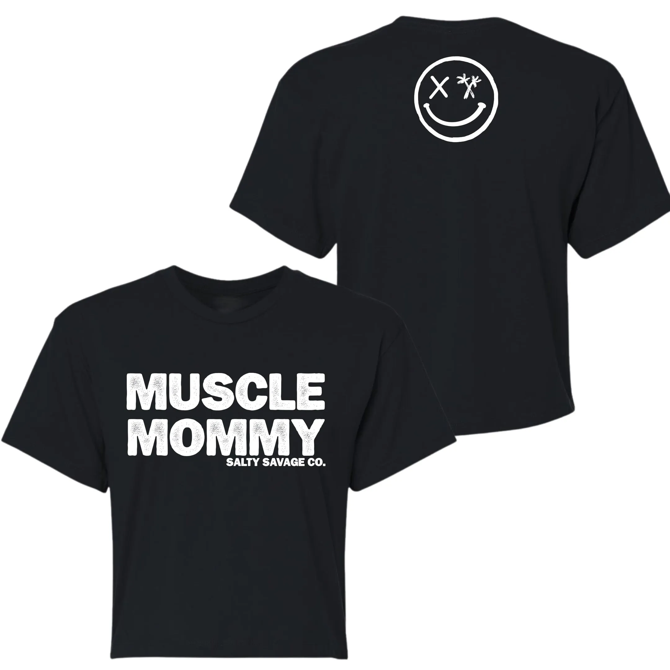 Salty Savage Ladies "MUSCLE MOMMY" Performance Crop Tee