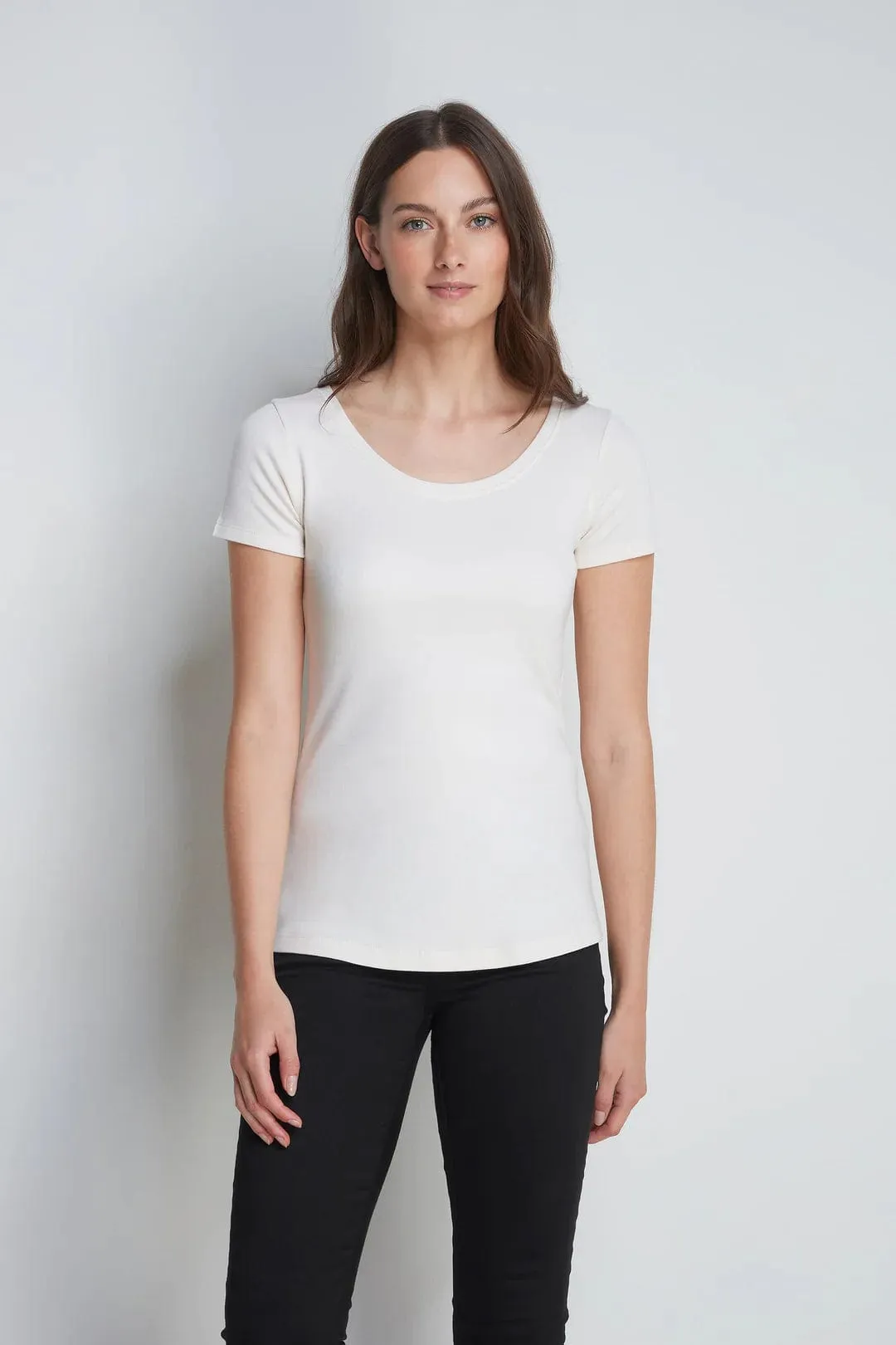 Scoop Neck Cotton & TENCEL Modal Blend T-shirt | Multiple Colours