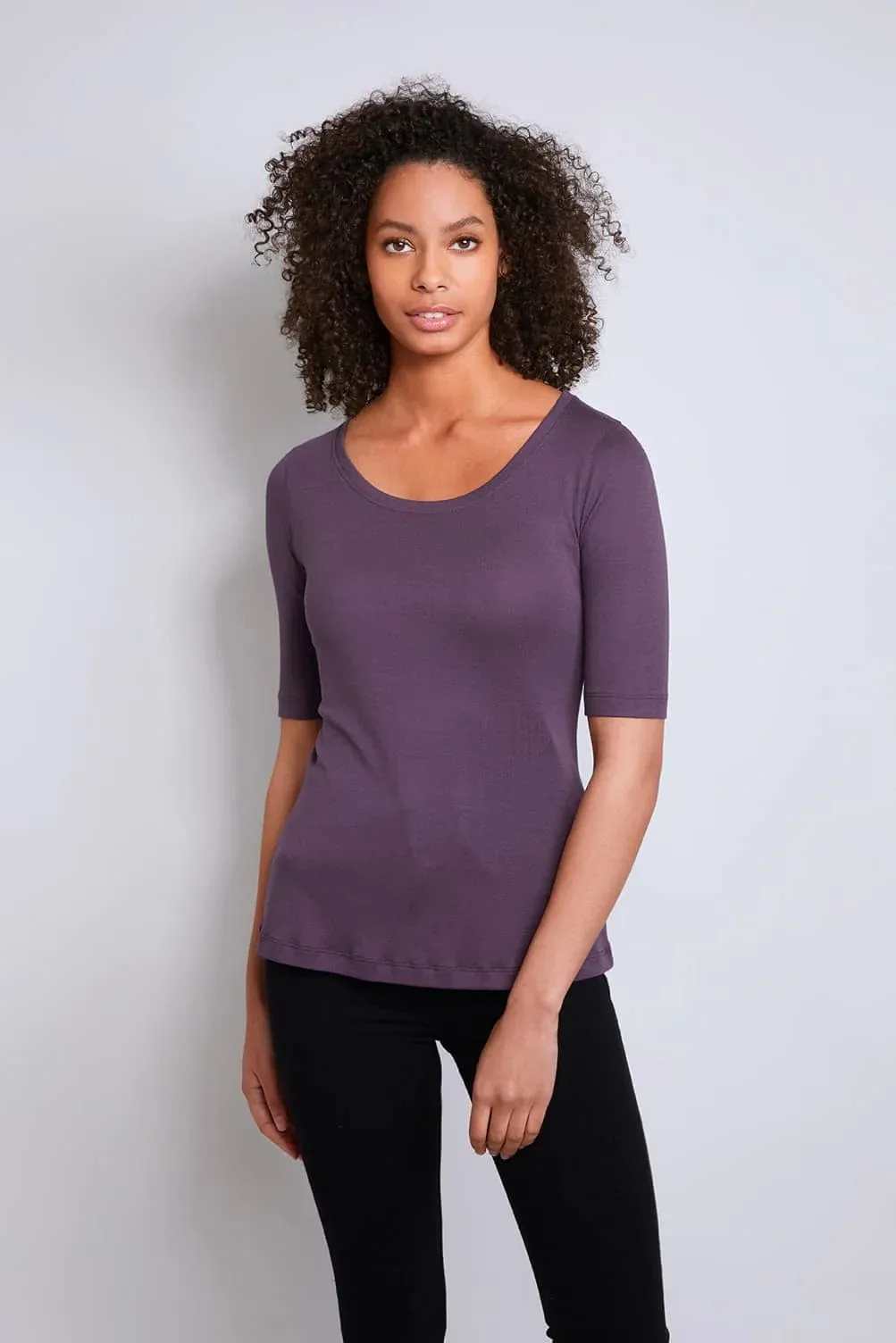 Scoop Neck Cotton Modal Blend Half Sleeve T-Shirt | Multiple Colours