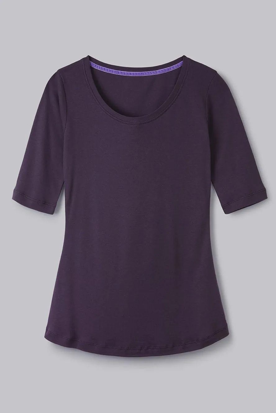 Scoop Neck Cotton Modal Blend Half Sleeve T-Shirt | Multiple Colours