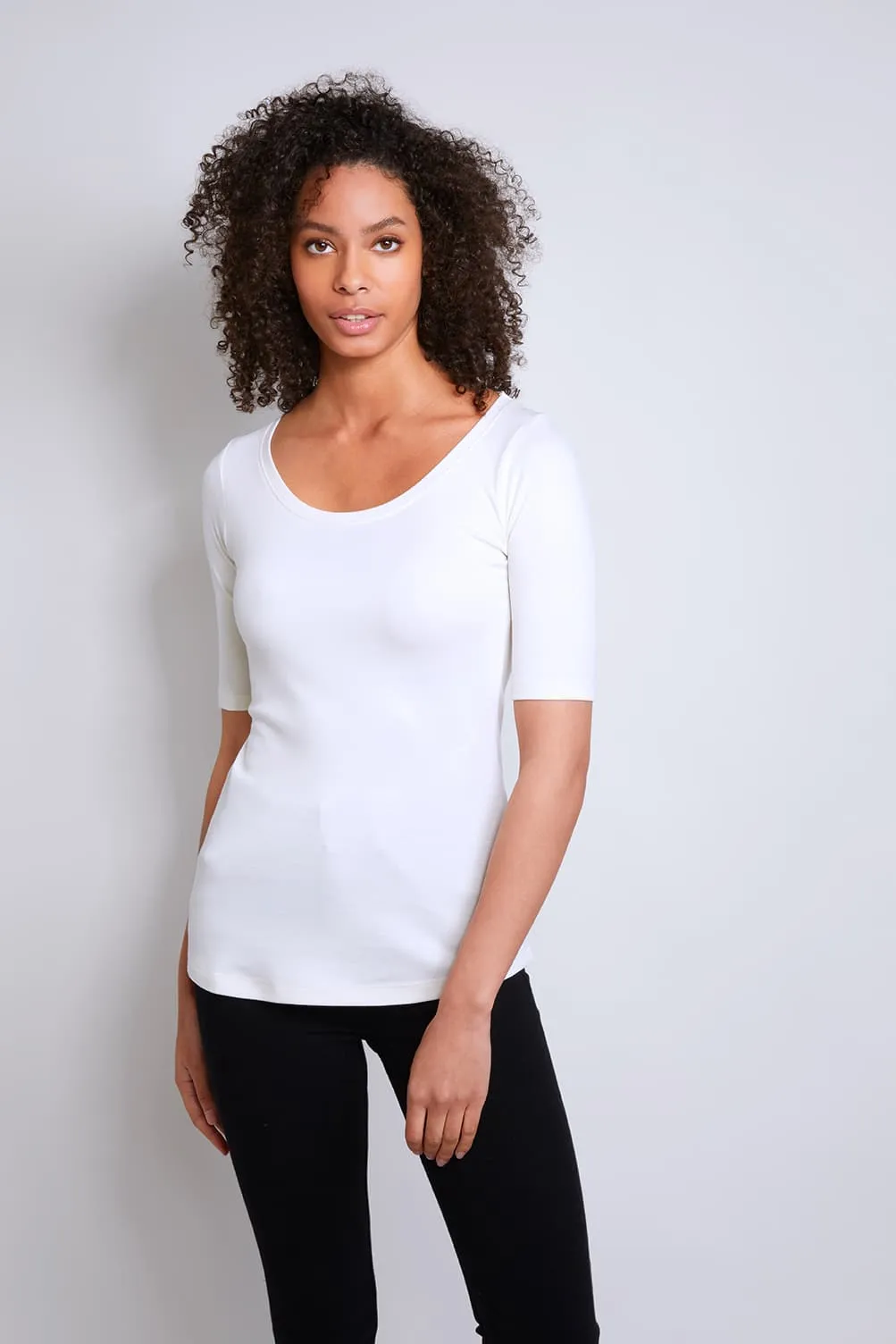 Scoop Neck Cotton Modal Blend Half Sleeve T-Shirt | Multiple Colours