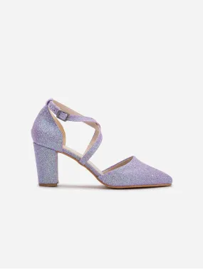 Sina Vegan Glitter Strappy Heels | Lilac