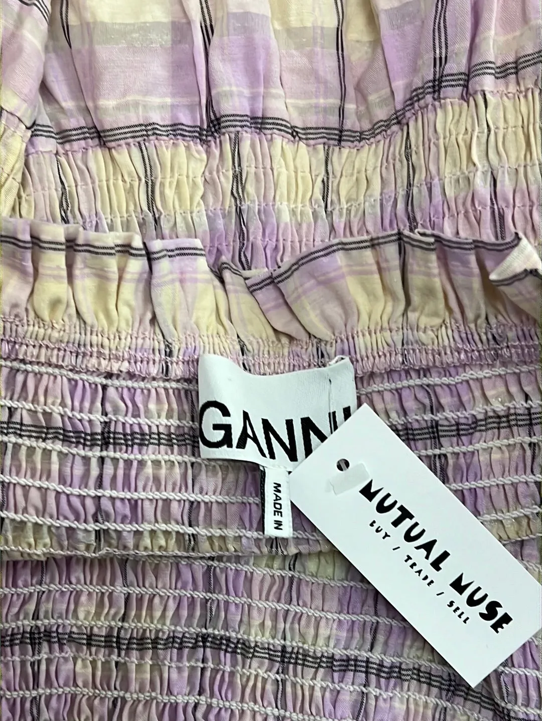 Size 12 - Ganni Seersucker Check Smock Top