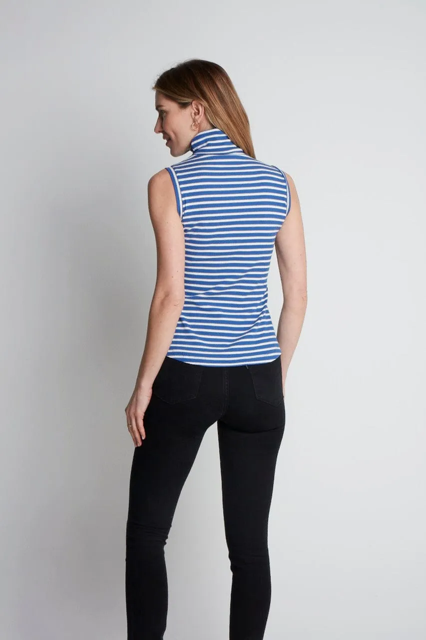 Sleeveless Striped Ribbed Cotton Roll Neck | Multiple Colours