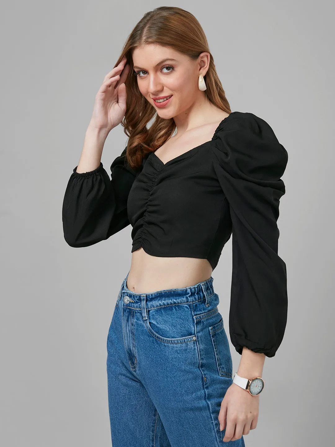 Style Quotient Women Black Solid Tops