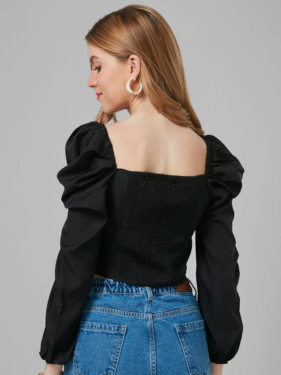 Style Quotient Women Black Solid Tops