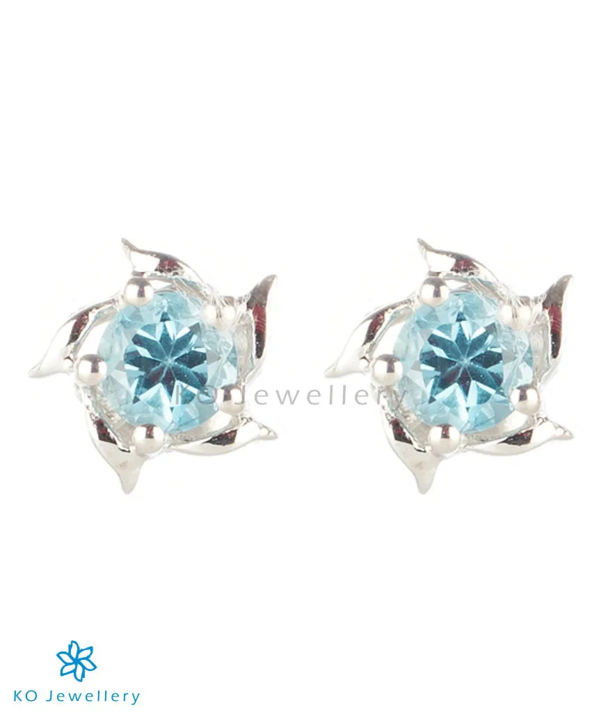 The Daphne Silver Ear-studs (Blue Topaz)