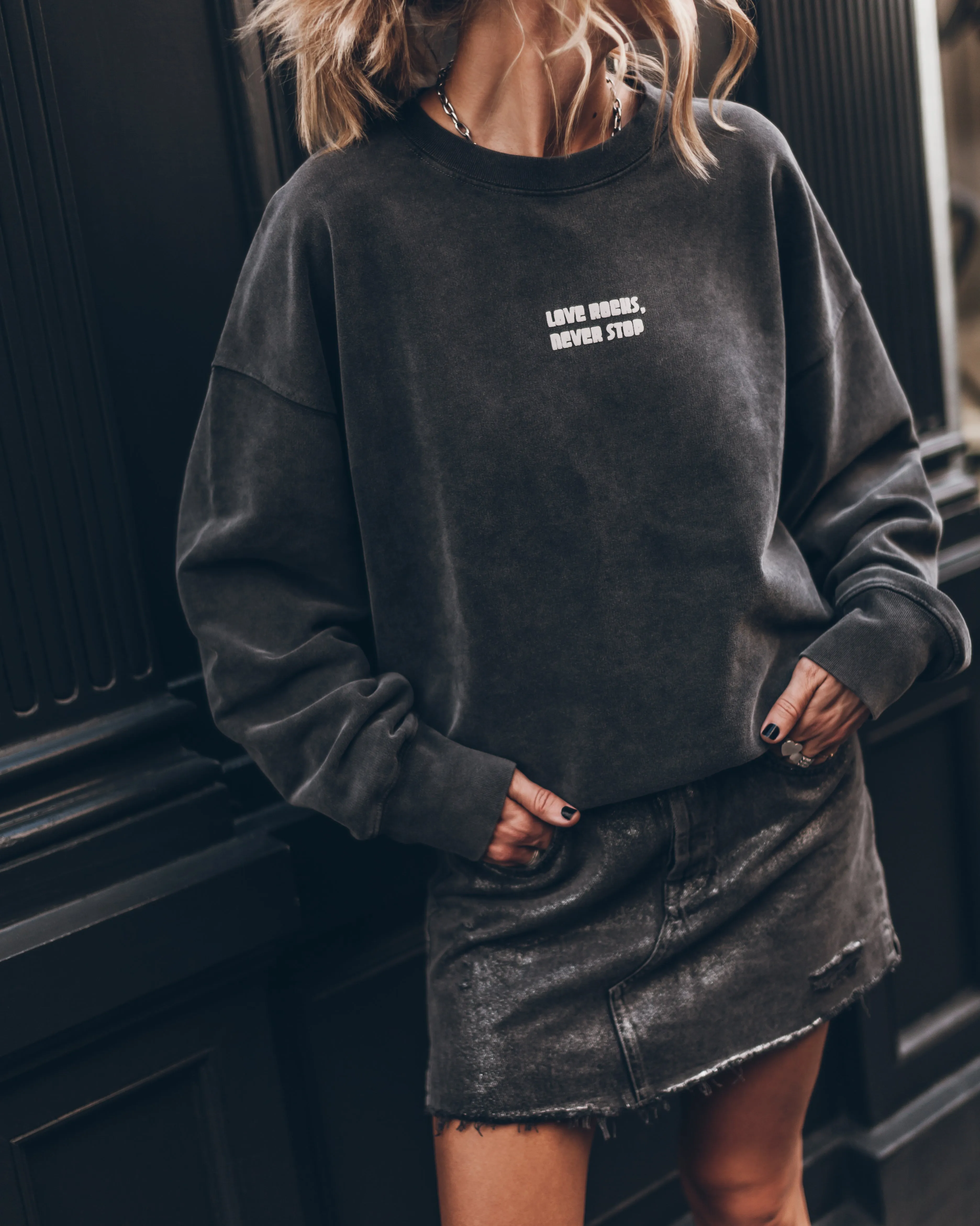 The Grey Faded Love Rocks Base Sweater