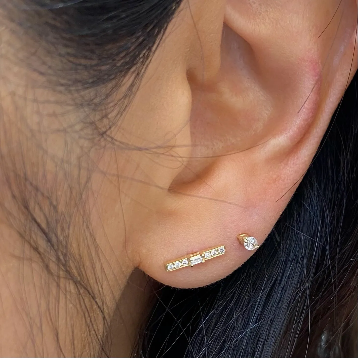 Tiny Diamond Oval Stud