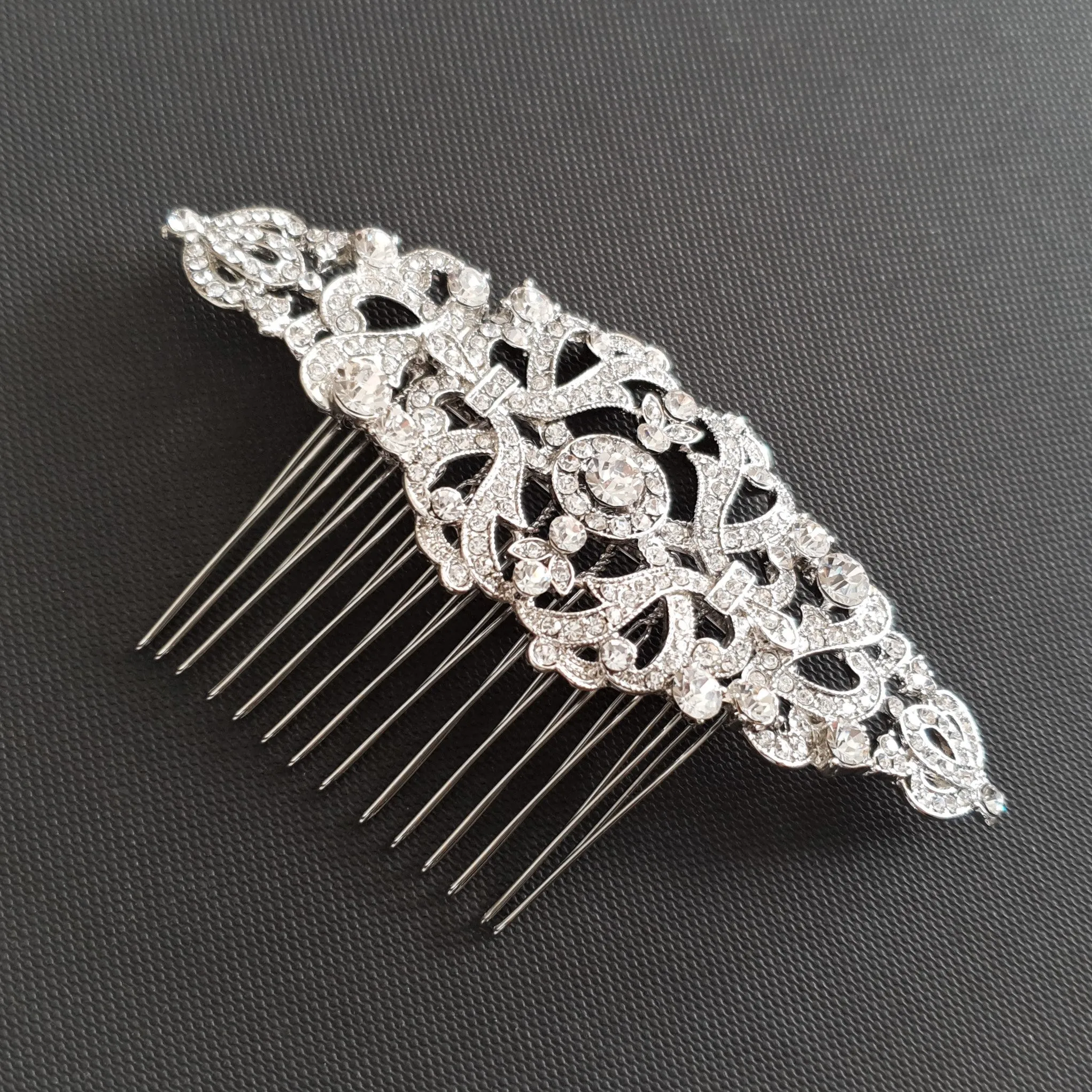 Vintage Crystal Hair Comb for Weddings-Seraphina