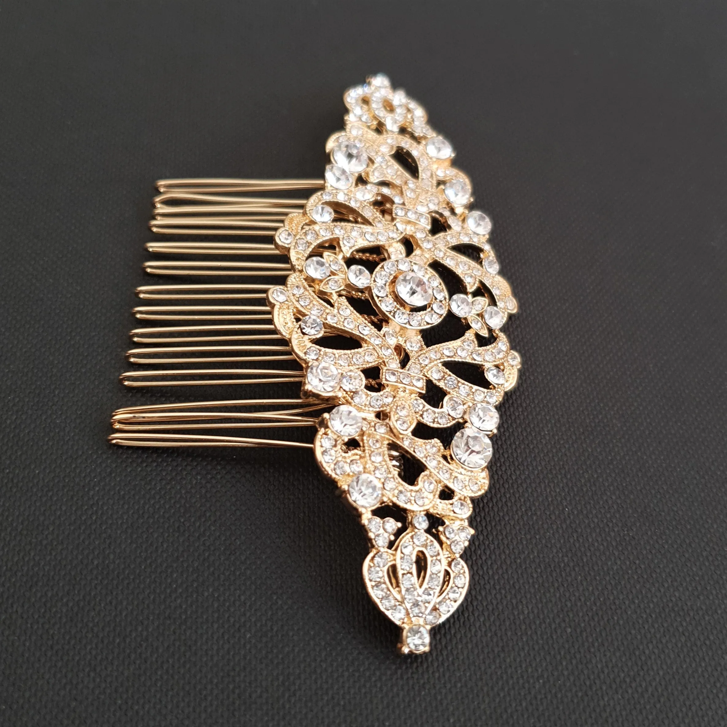 Vintage Crystal Hair Comb for Weddings-Seraphina