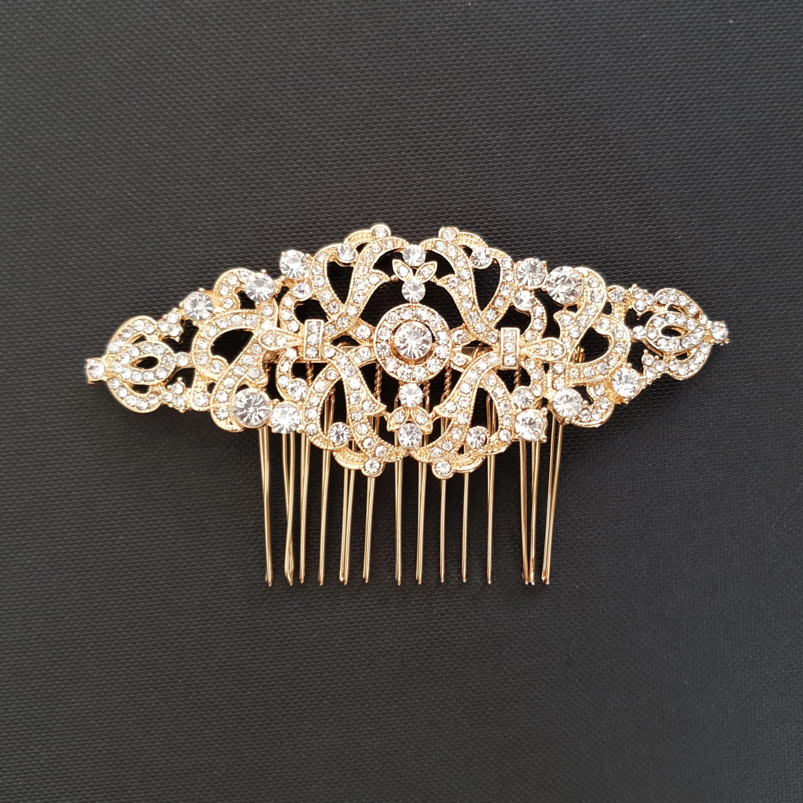 Vintage Crystal Hair Comb for Weddings-Seraphina