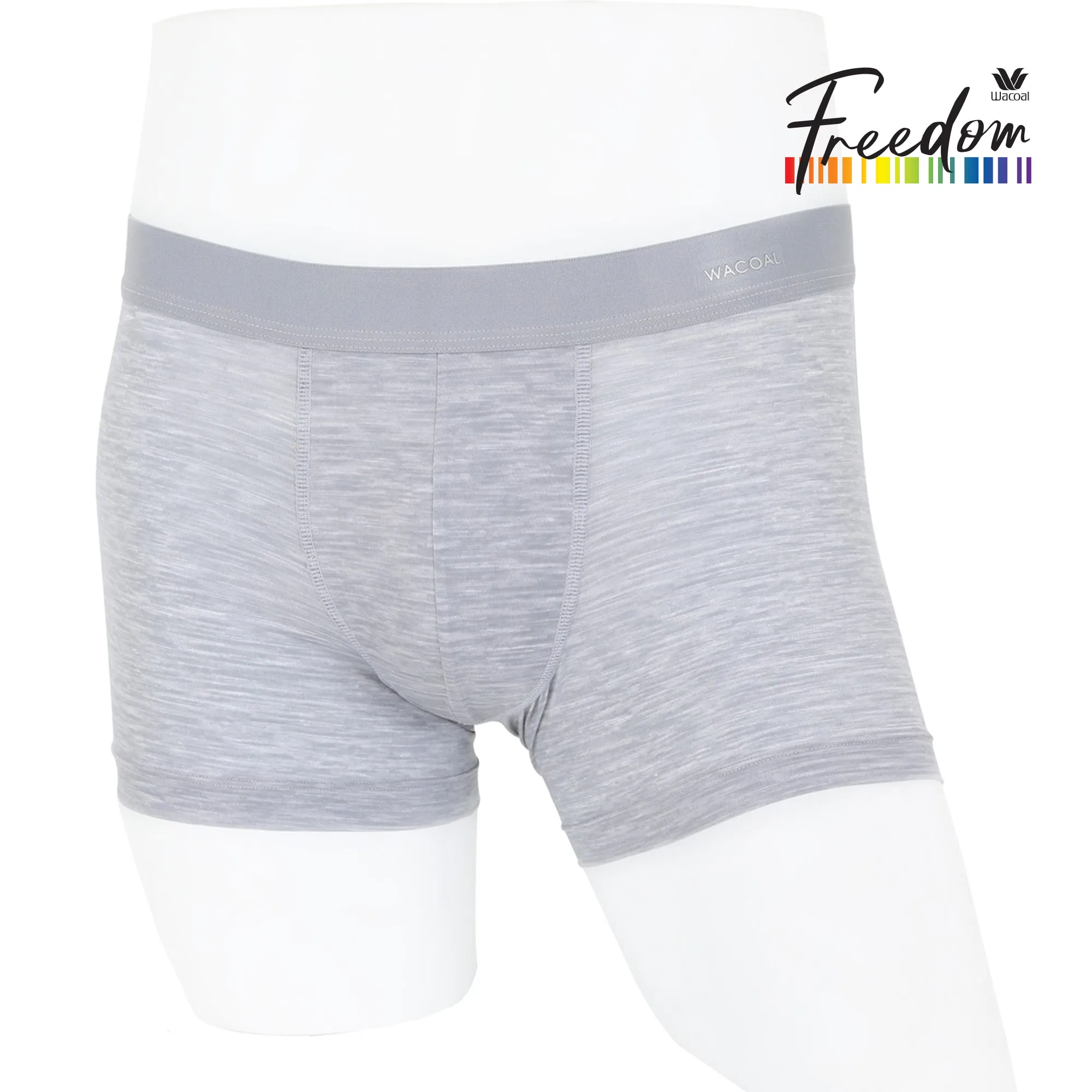 Wacoal Freedom กางเกงใน Boxer พื้นเรียบ (Top dye look)  รุ่น WX2654 สีเทา (GY)