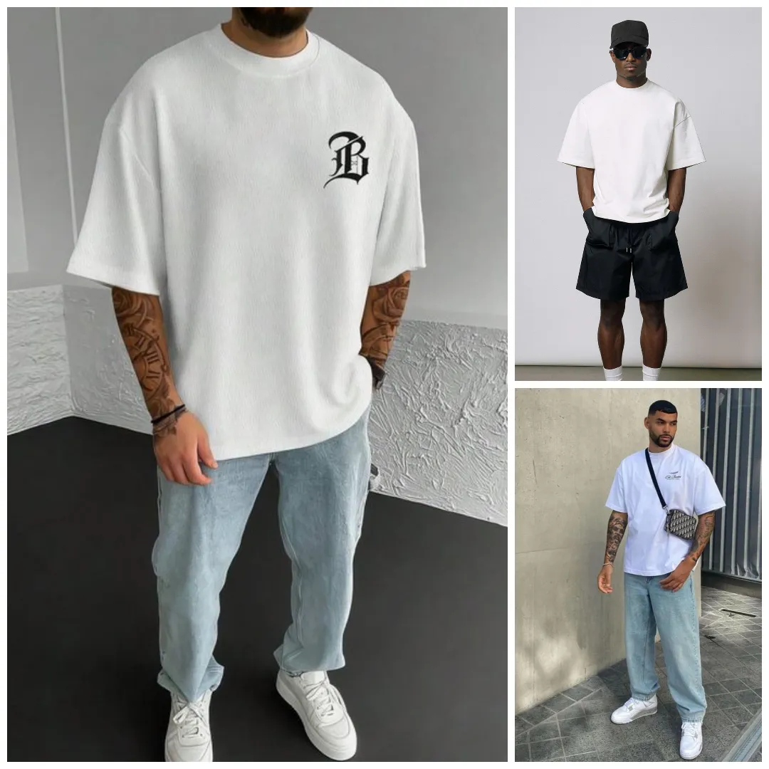 White Oversized T-shirt with pocket print